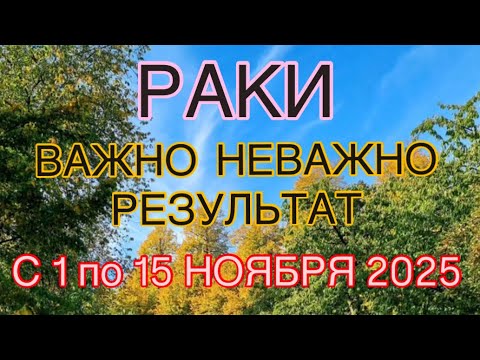 Видео: РАКИ -  С 01  ПО 15  НОЯБРЯ  2025 | ВАЖНО! | НЕ ВАЖНО! | РЕЗУЛЬТАТ | ПРОГНОЗ ОТ NATALLIA  MARKOWSKA