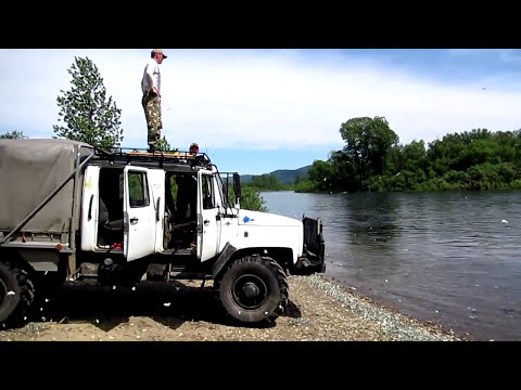 Видео: Газ 3308 #48 09.06.2016 ныряние в Томи..