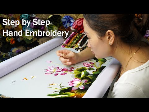 Видео: Шаг за шагом я разработала и вышила этот красивый узор для вышивки лотоса