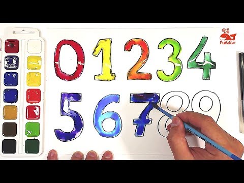 Видео: Акварель ЦИФРЫ раскраска : урок рисования для детей