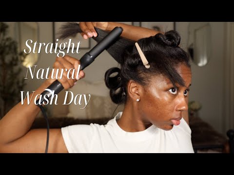 Видео: Выпрямляющий натуральный мытьё волос | Глубокое кондиционирование, подравнивание и укладка | Ниар...