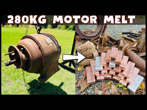 Видео: Медные слитки для плавки двигателя 275 кг, 70 лет - ASMR Плавка металла -Сбор металлолома -BigStackD