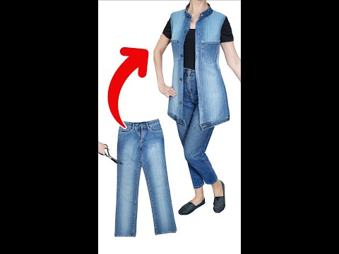 Видео: Превратите джинсы в стильный макси-жилет! Miarti 🧵✂️