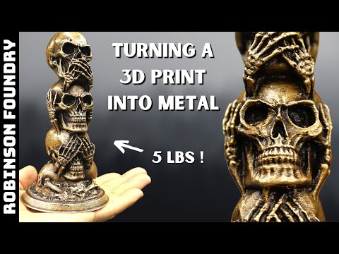 Видео: Превратите 3D-печать в металл – Lost PLA Metal Casting – Three Wise Skulls