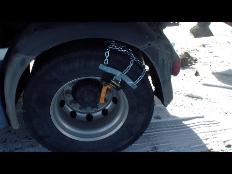 Видео: Браслеты, перемычки колес, цепи, противоскольжения, на Daf 105. Динамический(рывковый) строп.
