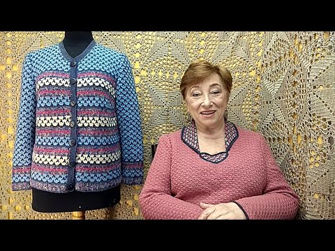 Видео: Жакет "Скандинавский". Мастер-класс по вязанию крючком от О. С. Литвиной.