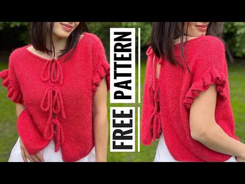 Видео: Мастер-класс трендовая кофточка (топ) на завязках (с бантиками) спицами.