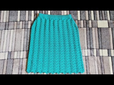 Видео: Юбка "Голубая бирюза". МК. Вязание спицами.