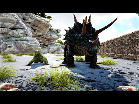 Видео: 🦖Ark Survival Evolved🦖 На карте Кристальные острова Мосхопс и вредина Трайк