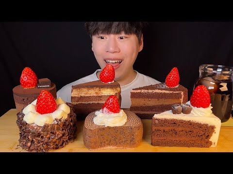 Видео: SUB) клубнично-шоколадный торт мукбанг asmr