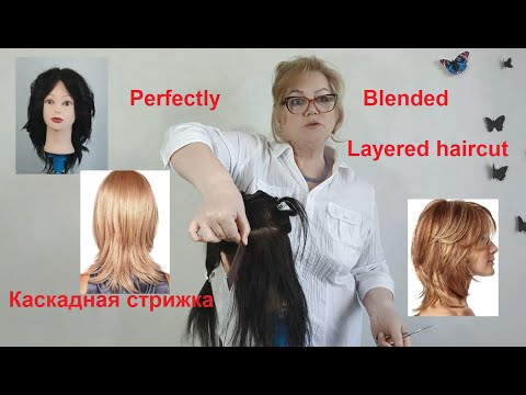 Видео: Perfectly blended layeredhaircut .Basic haircut that's easy to do. Каскадная, простая стрижка.
