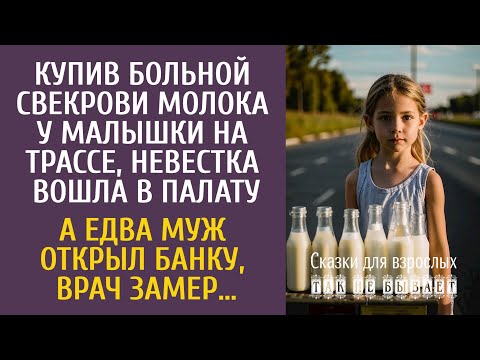 Видео: Купив больной свекрови молока у малышки на трассе, невестка вошла в палату… А едва муж открыл банку…