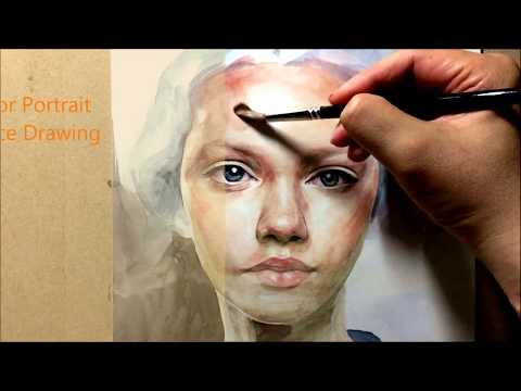 Видео: Лава 1 Демо-портрет акварельной живописи - Женское лицо