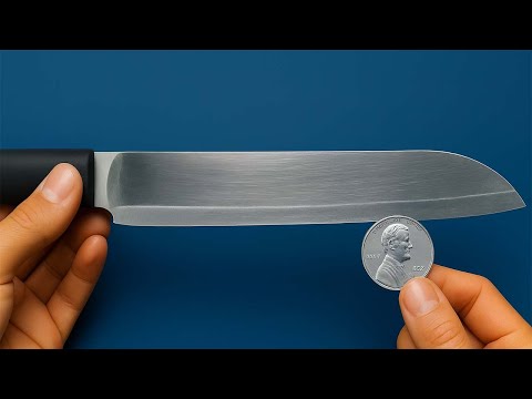 Видео: Секрет заточки ножей без траты денег — всего 1 монета!