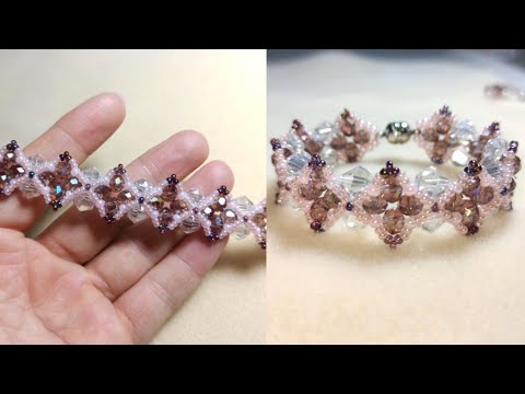 Видео: Kristal ve kum boncuk ile bileklik yapımı * Браслет из кристалла и бисера * Crystal beaded bracelet