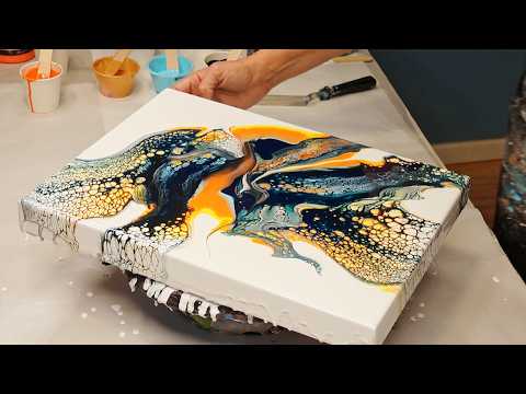 Видео: Акриловая заливка в движении: смахивание, вращение и светящиеся слои