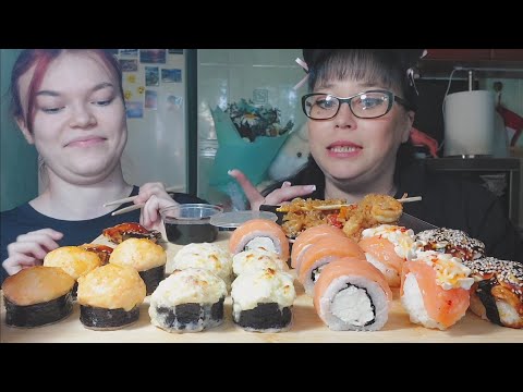 Видео: Мукбанг | Суши,роллы,мидии,рис с креветками | Обжор ржака😆