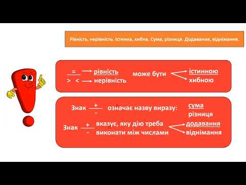 Видео: Математика 2 клас. Досліджуємо математичні вирази, рівності й нерівності.