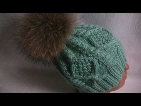 Видео: Вязание шапки узором с  ромбами .Knitting caps with rhombus pattern.