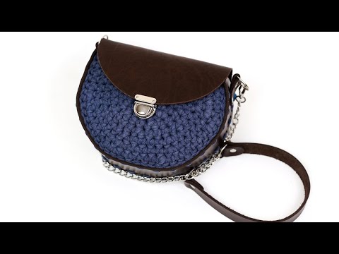 Видео: Круглая сумка с кожаной боковой частью