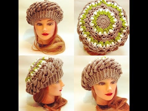 Видео: Берет подснежники крючком с двухслойным узором.crochet cap