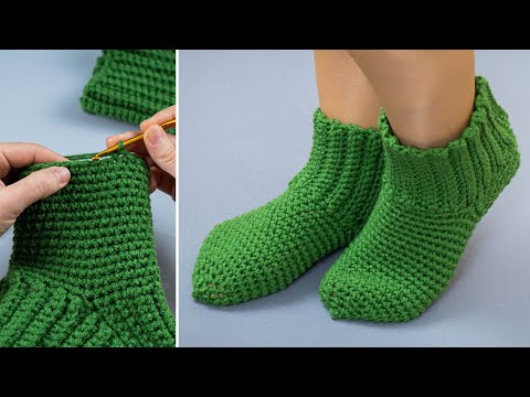 Видео: Самые простые носки крючком - подробный мастер класс!