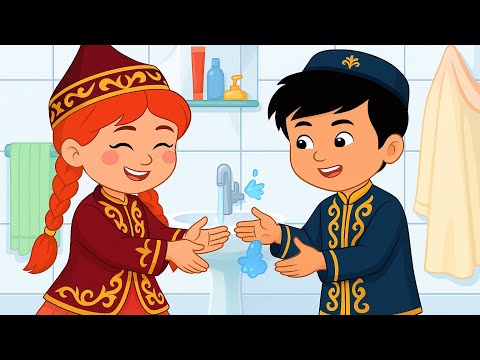 Видео: Балалар әндері. Қол жуу . Микробтардан қорғану