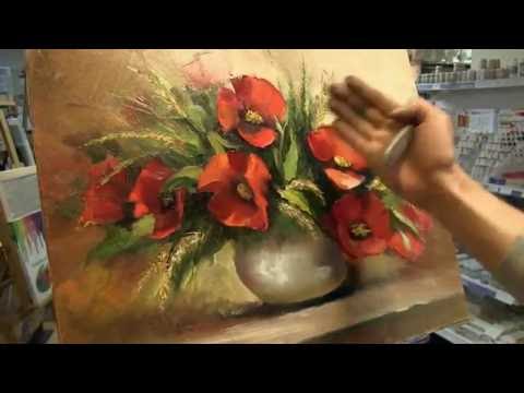 Видео: Мастер-Класс живописи маслом. Пишем Маки мастихином. Новое