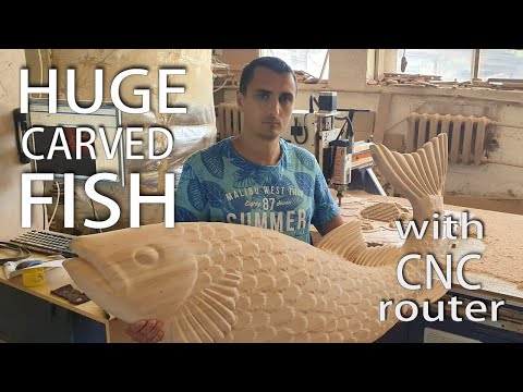 Видео: Huge carved fish with CNC router. Большая рыба на ЧПУ фрезере