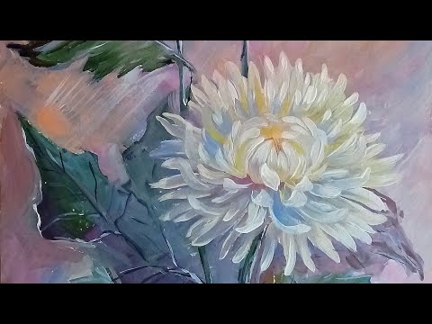 Видео: Хризантемы, гуашь