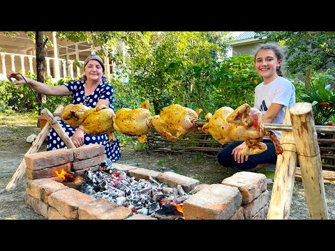 Видео: Бабушка построила дровяную печь из кирпича и жарила на ней целых цыплят! Обязательно попробуйте