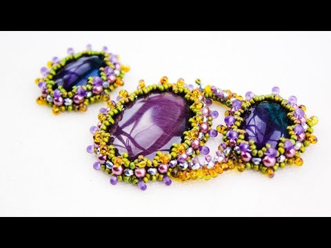 Видео: Оплетаем кабашоны для крупного колье.(Часть 1/2)