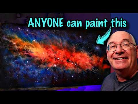 Видео: Как нарисовать потрясающее ночное небо | Картины маслом, которые может рисовать каждый