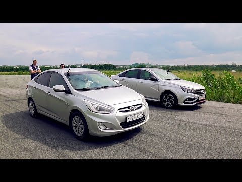 Видео: Лада Веста Спорт против Hyundai Solaris!