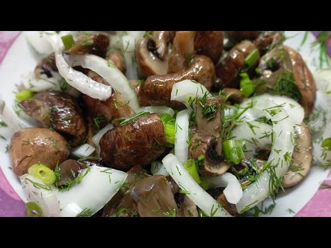 Видео: Грибы по рецепту Отца "За 2 Часа"шампиньоны грибы, маринованые грибы, закуска,еда,кулинария.