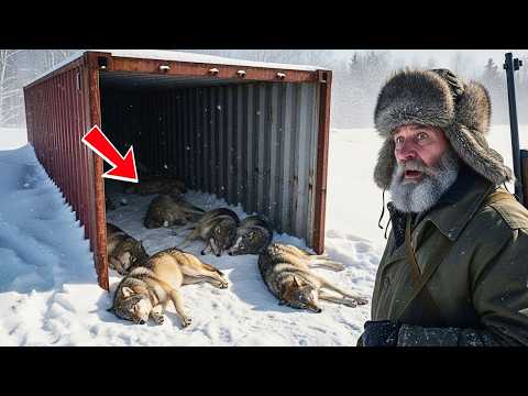 Видео: Старый охотник находит волчонка среди мёртвой стаи в контейнере — и это чудо