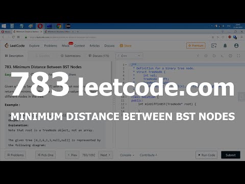 Видео: Разбор задачи 783 leetcode.com Minimum Distance Between BST Nodes. Решение на C++