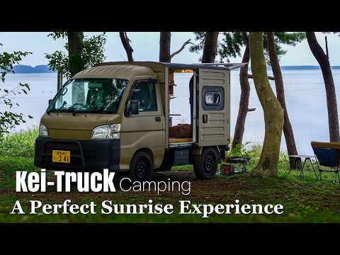 Видео: Кемпинг на мини-грузовике в условиях сильного ветра и прекрасный рассвет над озером.
