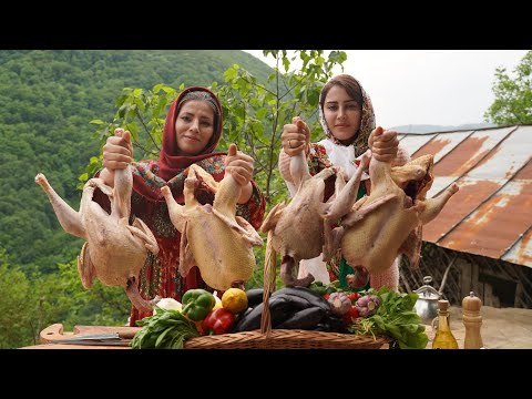 Видео: Целая индейка и гусь с начинкой из сливы, картофеля, баклажанов и овощей по-деревенски