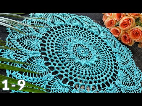 Видео: Салфетка крючком, Эрика, 1-9