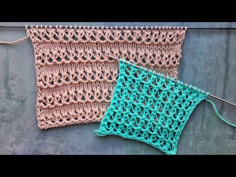 Видео: Структурная сетка спицами для вязания летних топов, джемперов и кардиганов