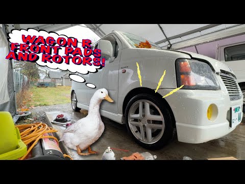 Видео: Suzuki Wagon R — замена передних тормозных колодок и дисков на диски DIXCEL с прорезями из Японии!