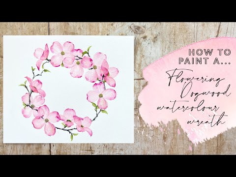 Видео: Как нарисовать акварельный венок из цветущего кизила
