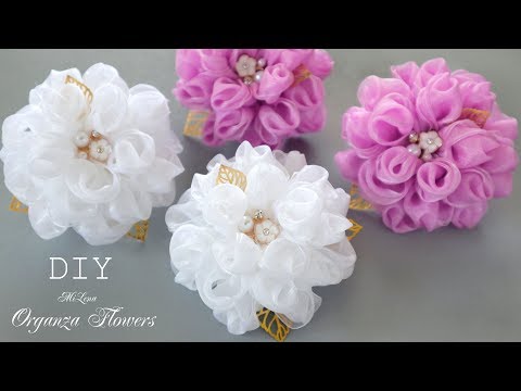 Видео: ЦВЕТЫ ИЗ ОРГАНЗЫ, МК / РЕЗИНКИ С ЦВЕТАМИ, МК / DIY ORGANZA FLOWERS