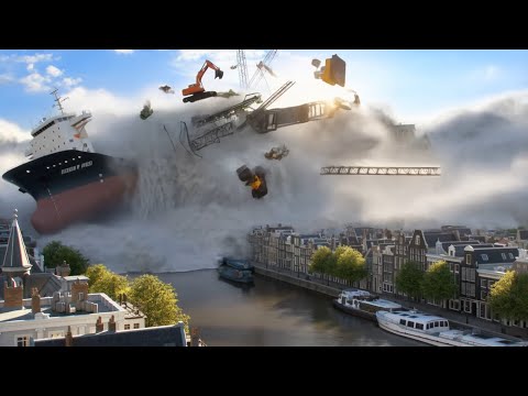 Видео: Мегацунами обрушивается на дамбы и уничтожает Нидерланды (полный фильм)