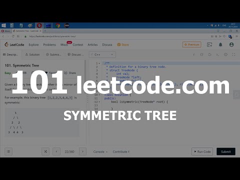 Видео: Разбор задачи 101 leetcode.com Symmetric Tree. Решение на C++