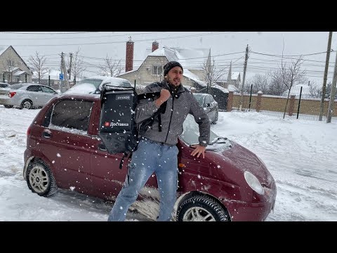 Видео: Очень Сильный Снег,Работаю В Яндекс Доставке на Daewoo Matiz,Нервы