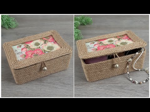 Видео: DIY Оригинальная шкатулка из картонной коробки и джута