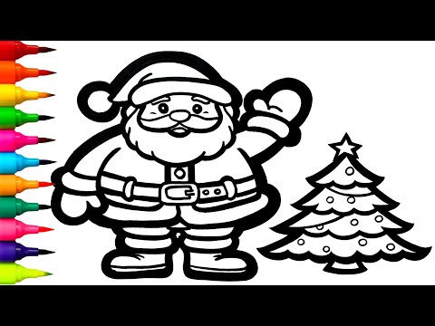 Видео: Рисунок Санта-Клауса, рождественской ёлки ​​| Как нарисовать Санта-Клауса шаг за шагом, рождестве...