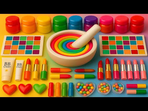 Видео: ASMR DIY слайм видео 🌈 Радужный облачный слайм с косметикой, тенями, уходом, игрушками и блёстками